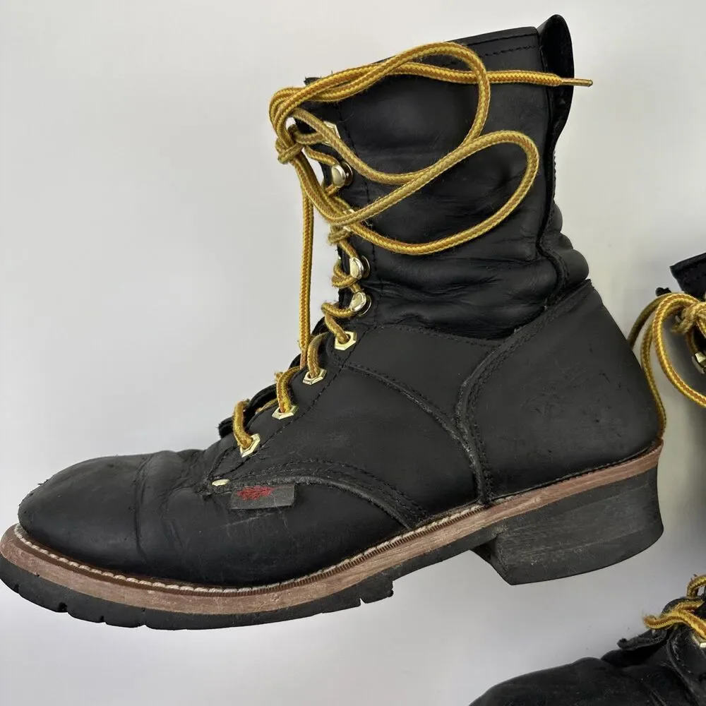 Field and Stream Black Leather Combat Boots Lace Up 1161 Mens 10 EE‎ Extra Wide
